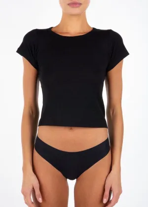 Short Sleeve Black Baby Tee (Black)