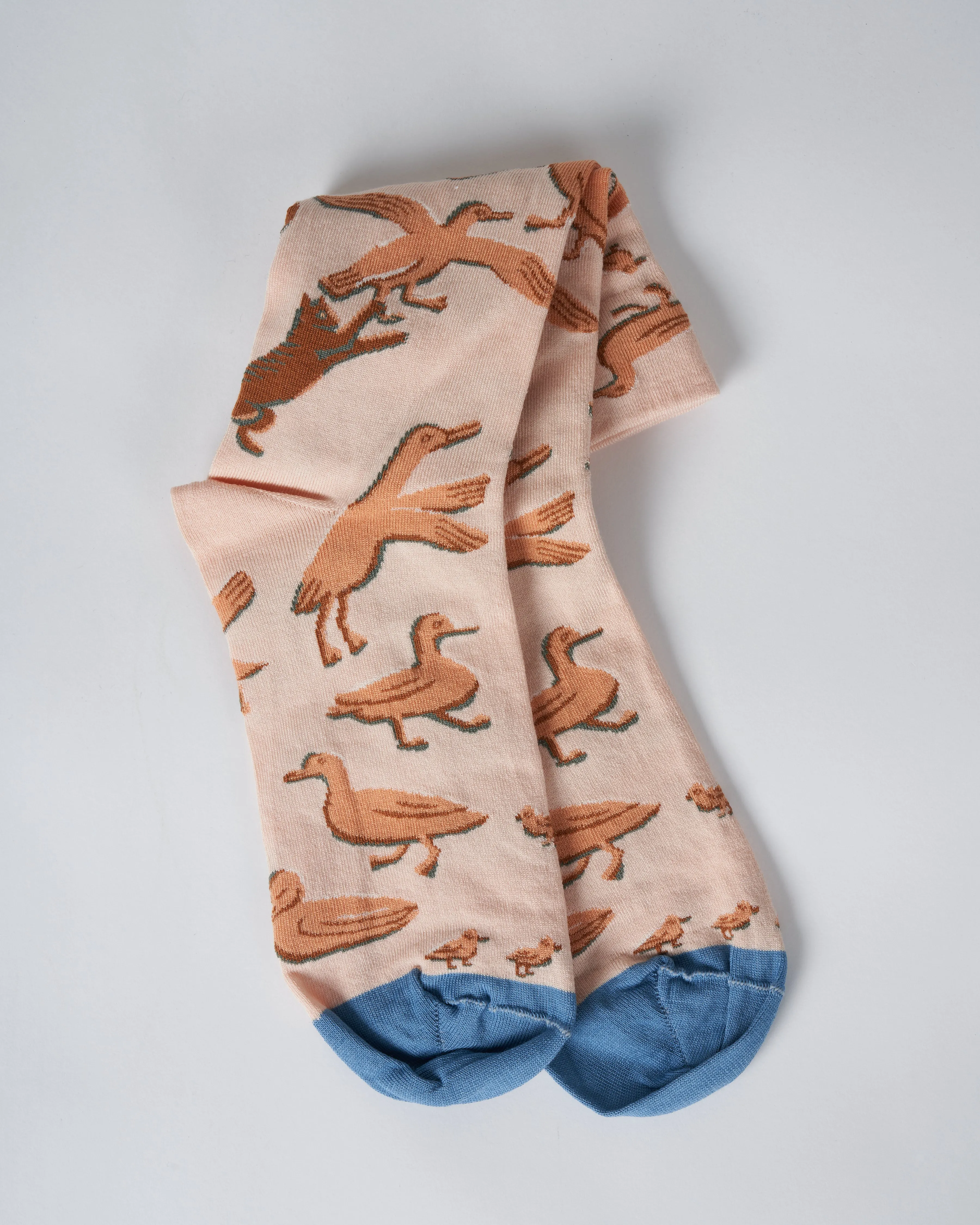 short sock- orange bird print