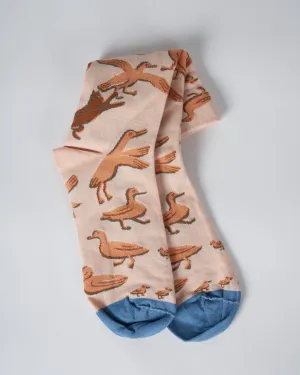 short sock- orange bird print