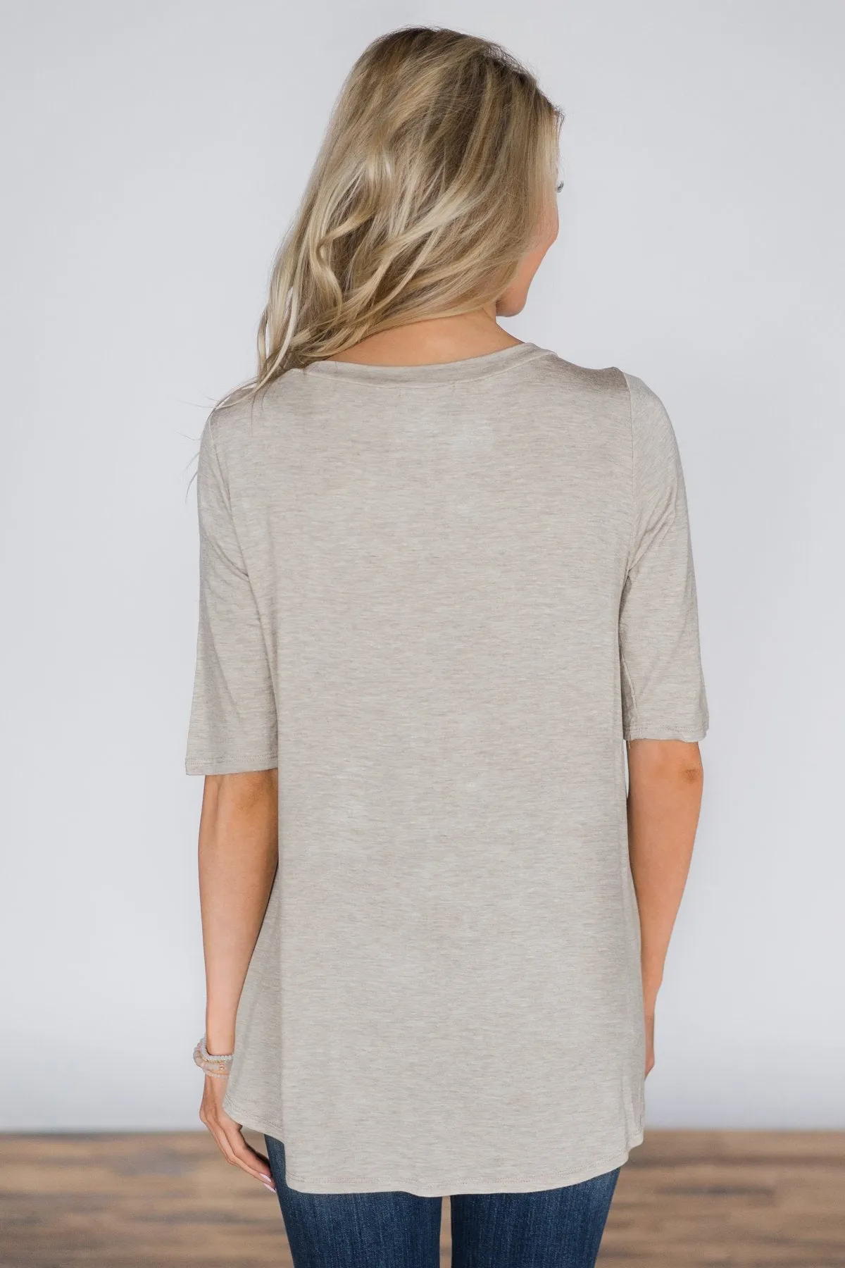 Simple Beauty Oatmeal Button Top