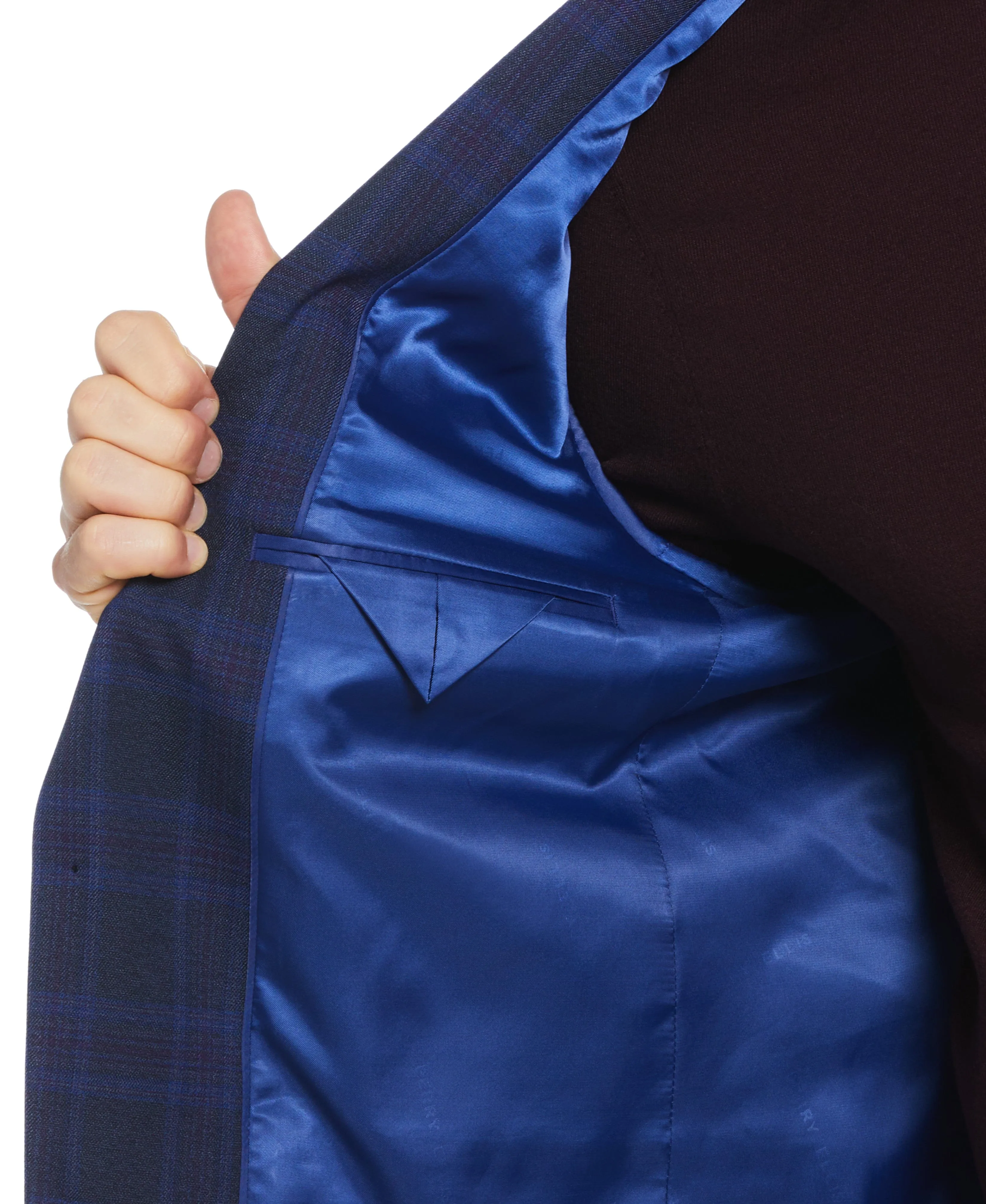 Slim Fit Notch Lapel Shadow Plaid Sport Coat