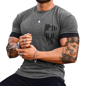 SPORT CROSS USA FLAG FAKE TWO PIECES GRAPHIC TEE