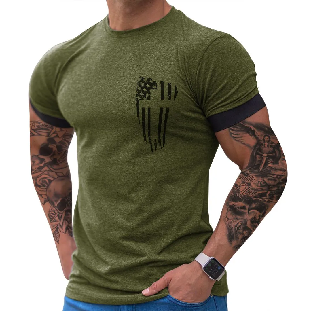 SPORT CROSS USA FLAG FAKE TWO PIECES GRAPHIC TEE