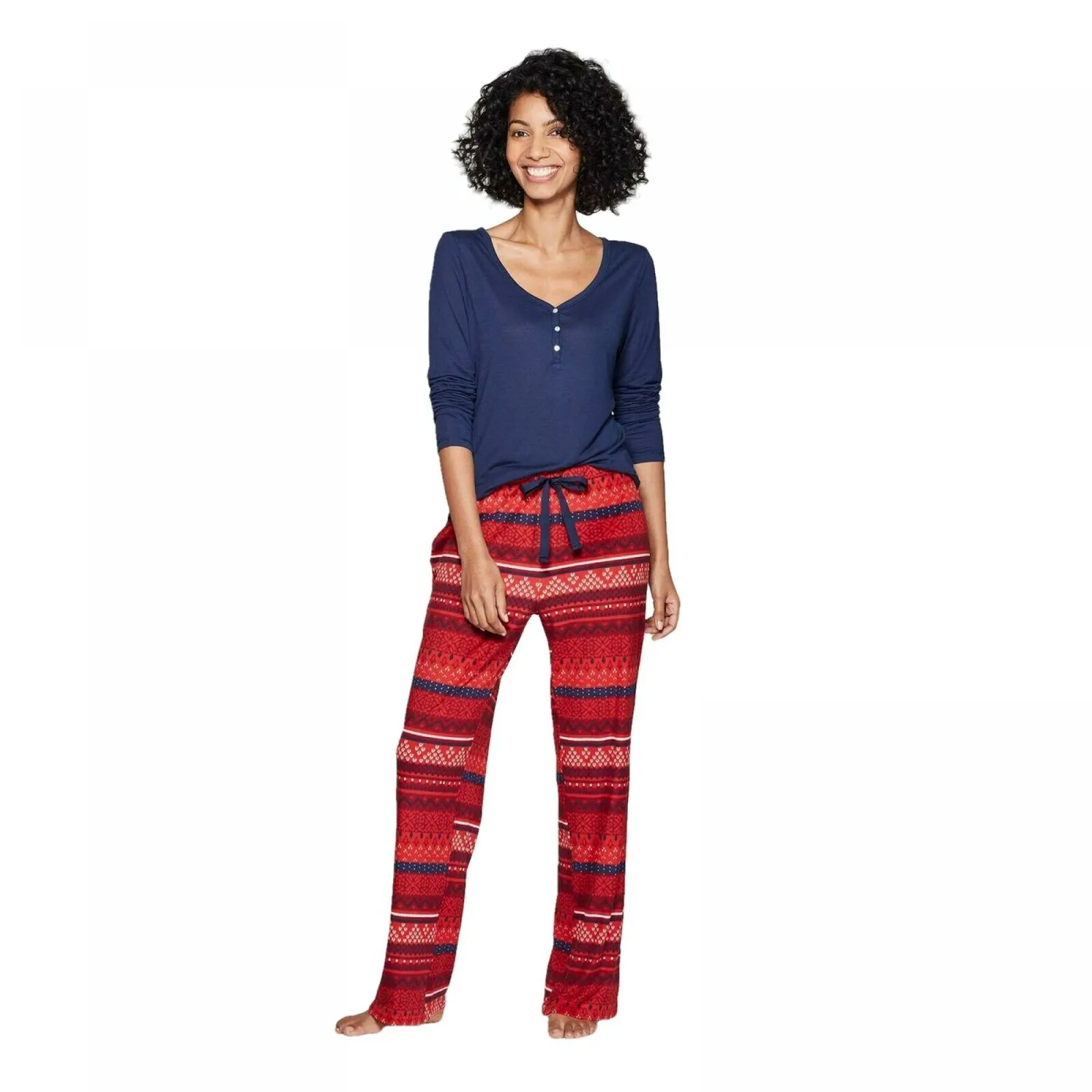 Stars Above Women's Plaid Henley Sleep Pajama Set