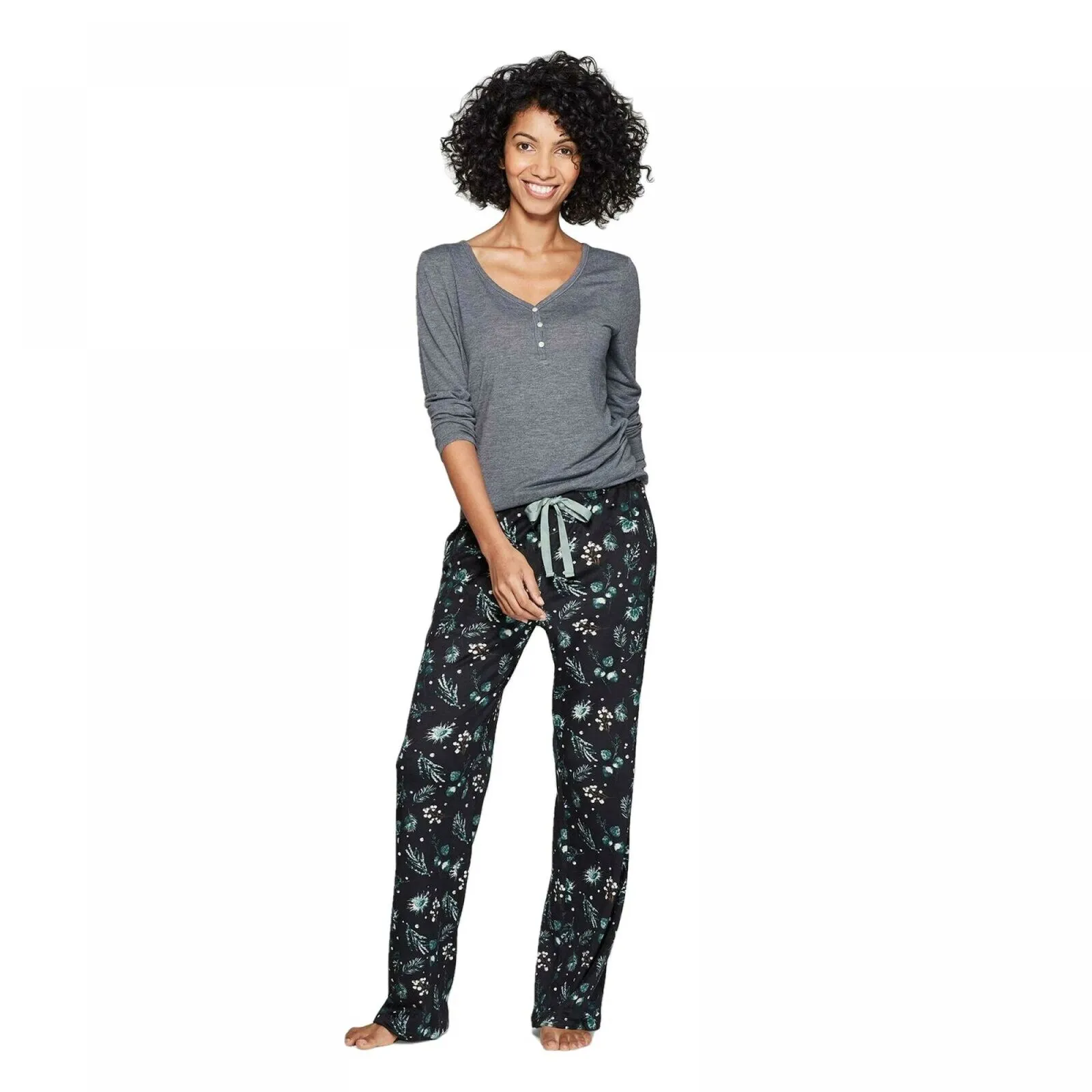 Stars Above Women's Plaid Henley Sleep Pajama Set