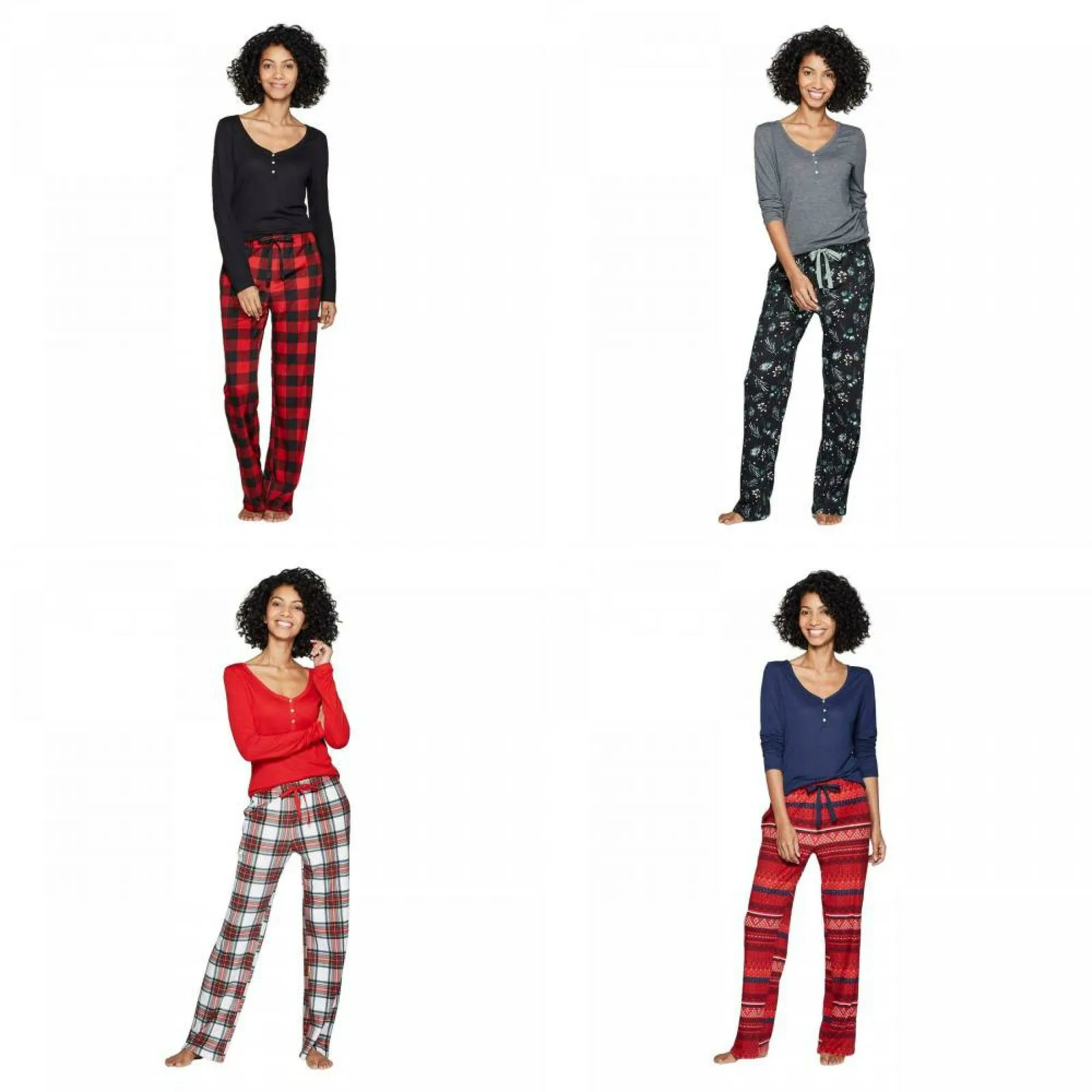 Stars Above Women's Plaid Henley Sleep Pajama Set