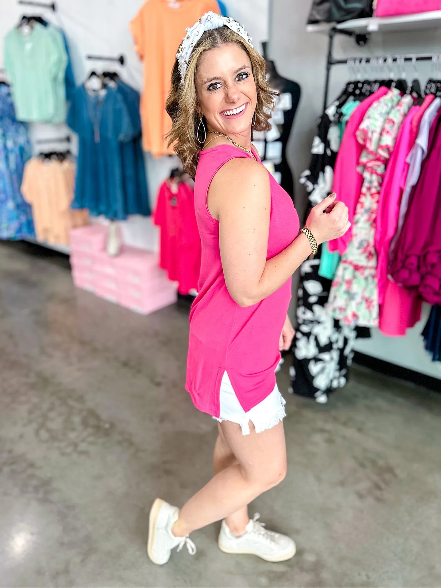 Stella Sleeveless Tank with Side Slits
