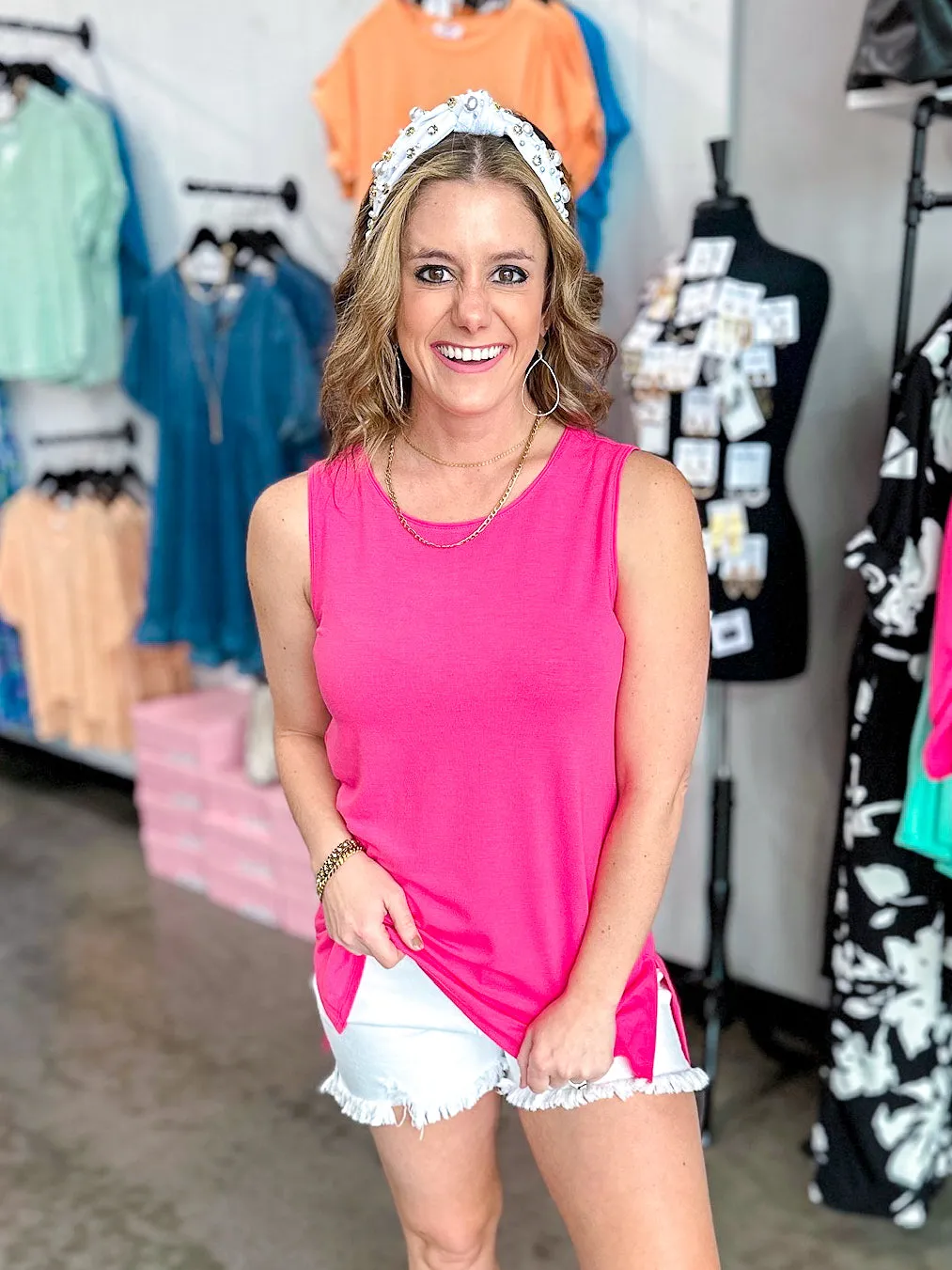 Stella Sleeveless Tank with Side Slits
