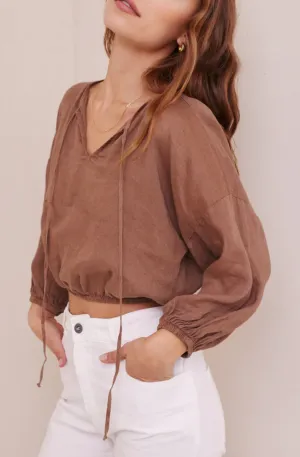 Terracotta Linen Top