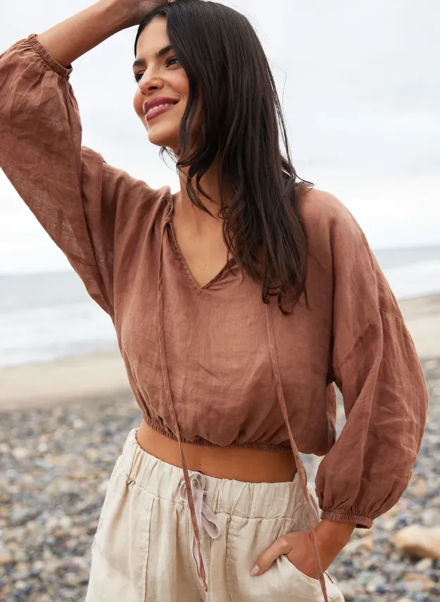 Terracotta Linen Top