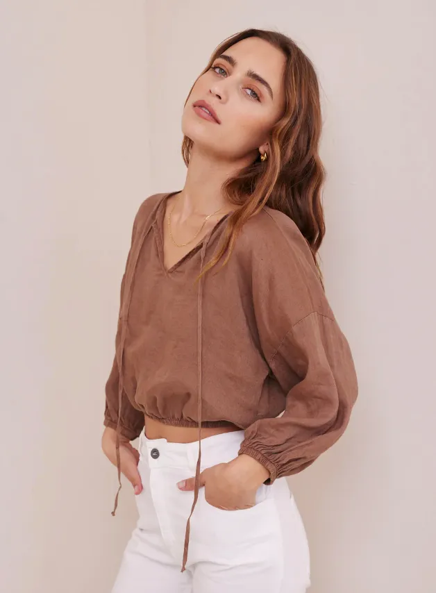 Terracotta Linen Top