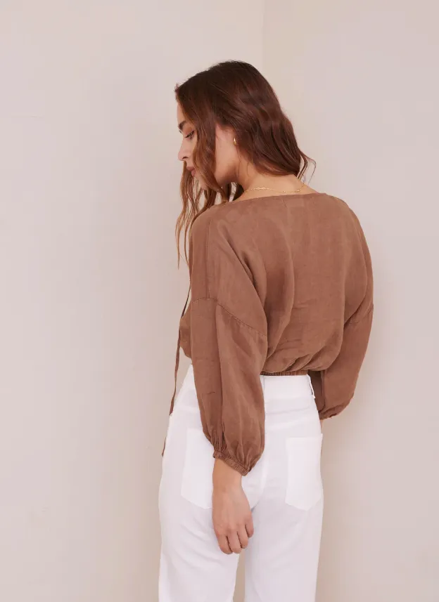 Terracotta Linen Top