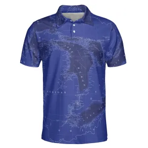 The Great Lakes Blue Marine Chart Polo Shirt
