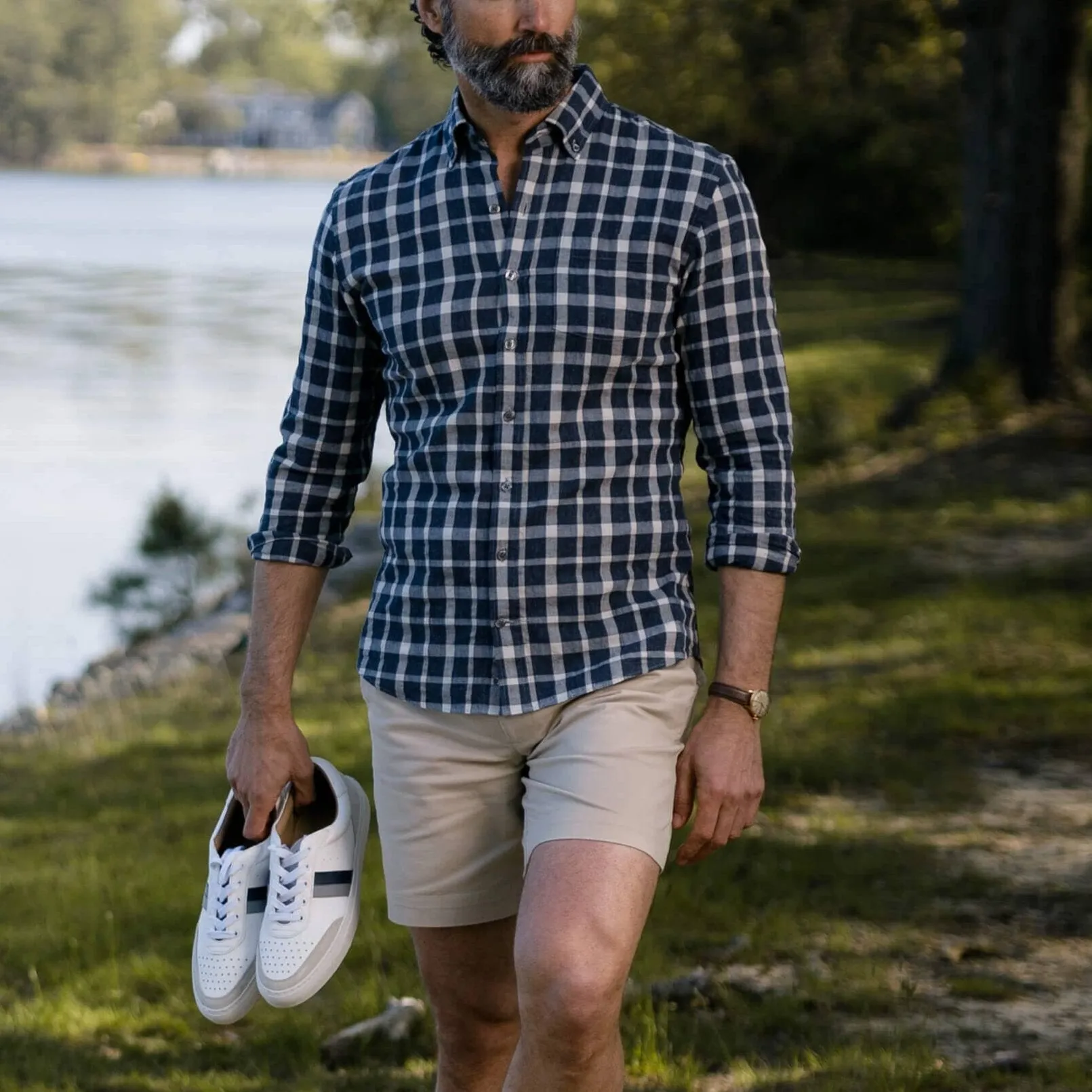 The Navy Allen Cotton Linen Custom Shirt