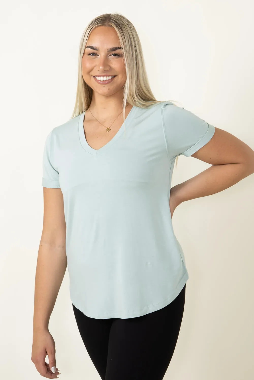 Thread & Supply Recreation T-Shirt for Women in Aqua Grey | T1440LZMTS-AQUAGREY