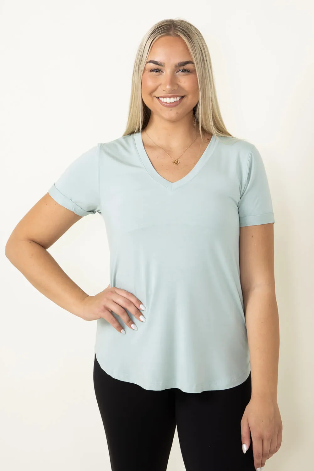 Thread & Supply Recreation T-Shirt for Women in Aqua Grey | T1440LZMTS-AQUAGREY