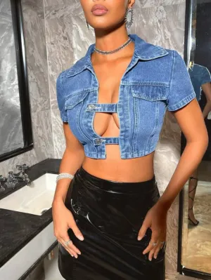 Unica Denim Cropped Top