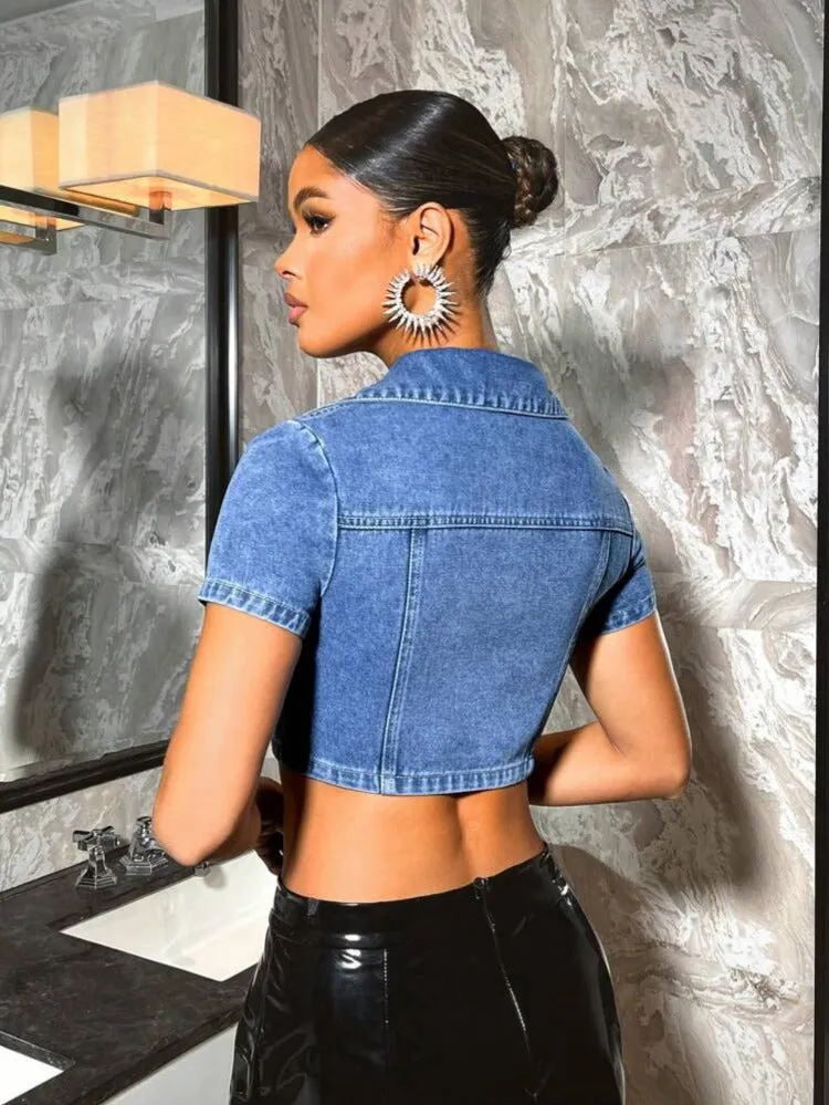 Unica Denim Cropped Top