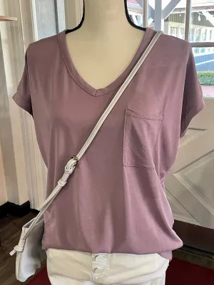 V-Neck Top w/ Pocket - Lavender