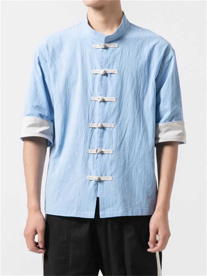 Vintage Fashion Short Sleeves Linen Shirts for Men