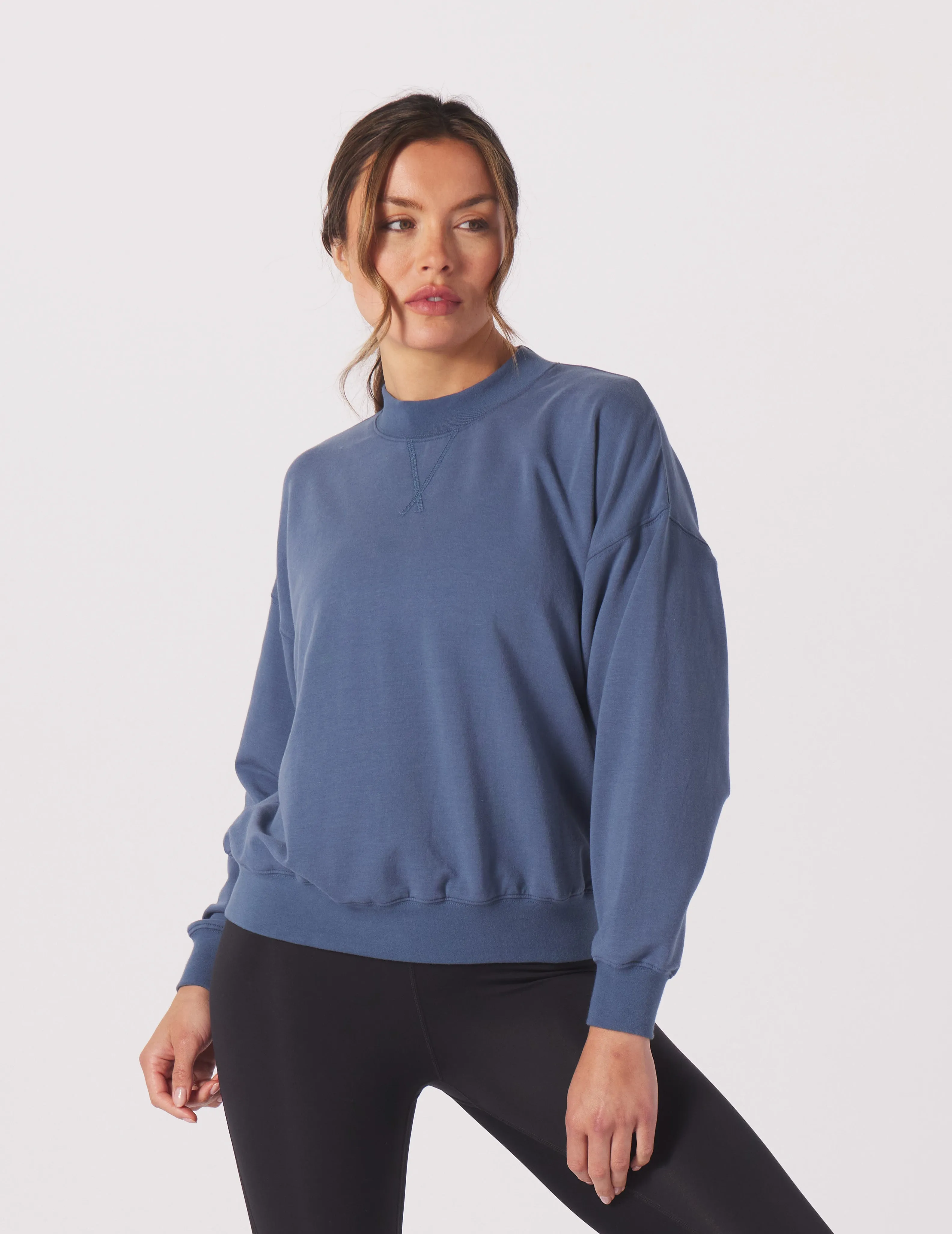 Vintage Oversized Crew: Washed Blue