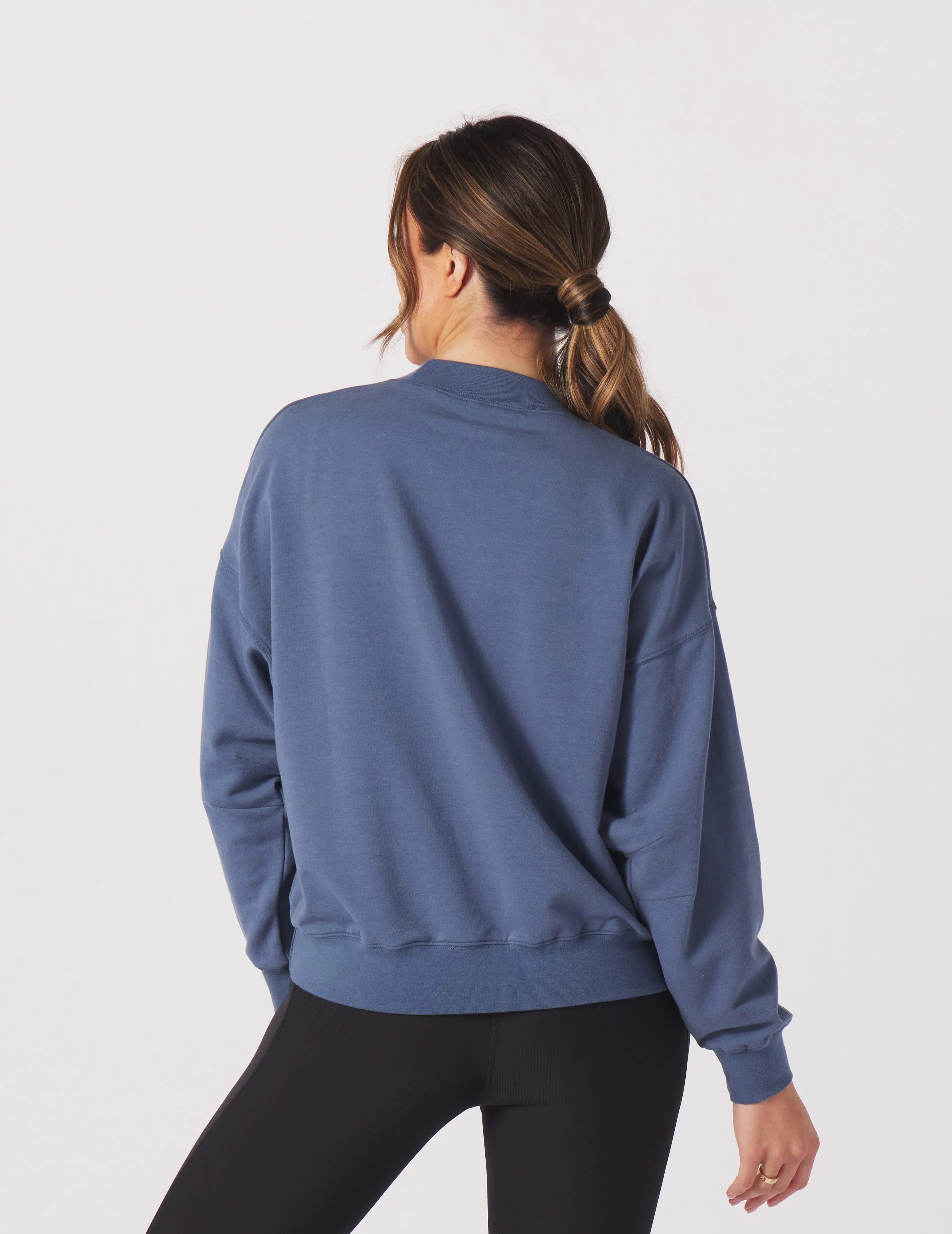 Vintage Oversized Crew: Washed Blue