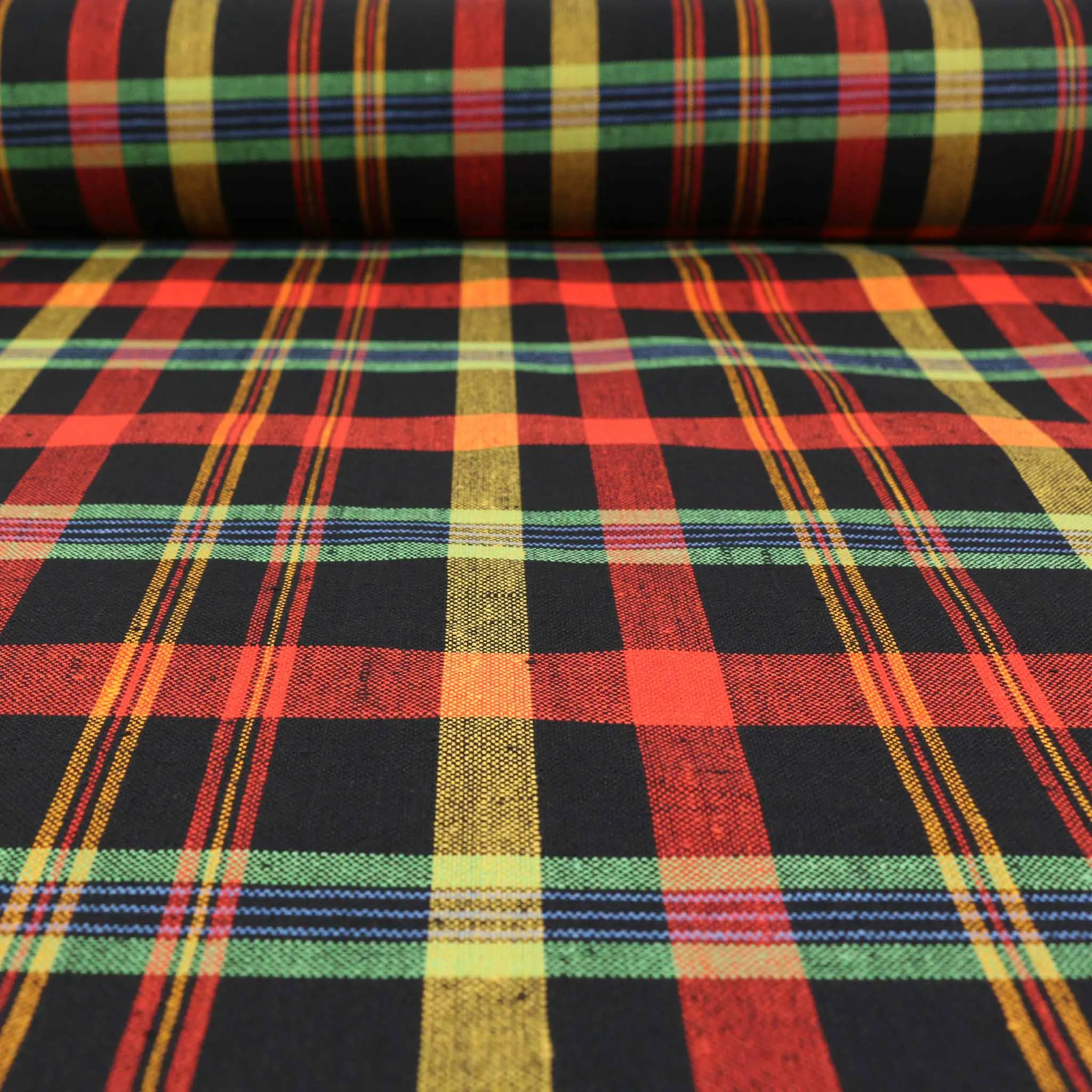 Vintage Wool blend suiting -  Black, orange