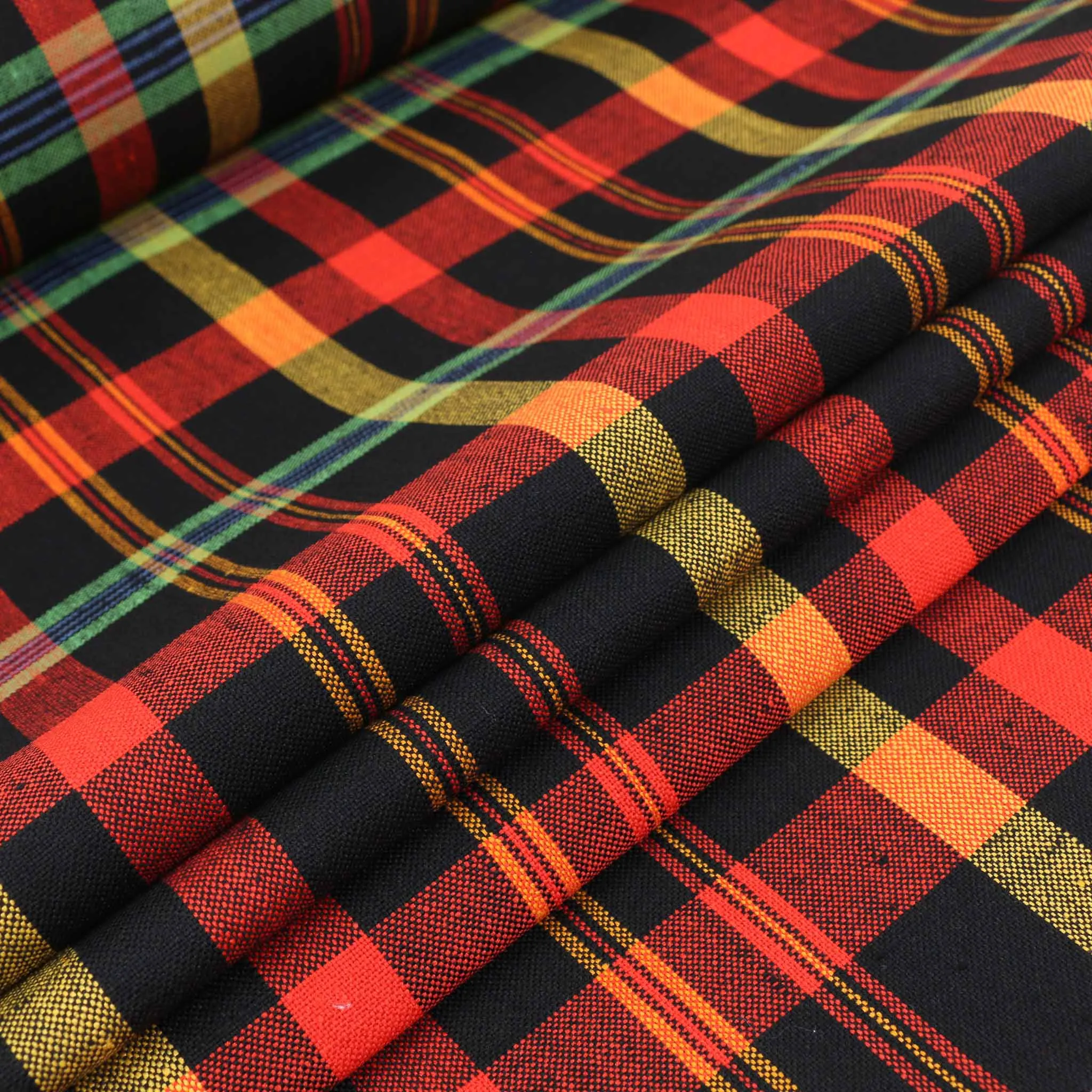 Vintage Wool blend suiting -  Black, orange