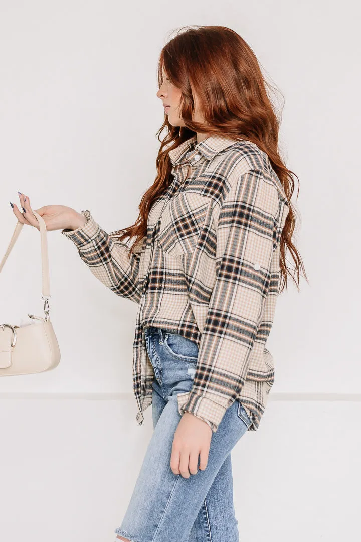 Wild Child Plaid Top | Beige