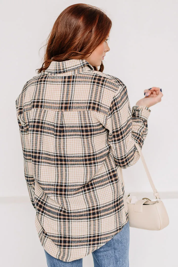 Wild Child Plaid Top | Beige