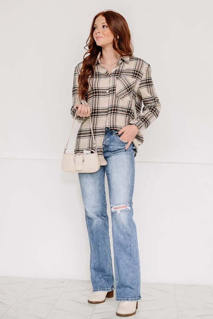 Wild Child Plaid Top | Beige