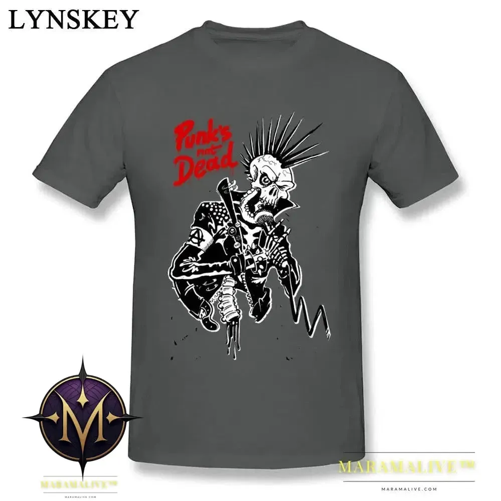 Winter Punks Not Dead Men Stylish Black T-shirts For Sale Plus Size Slim Fit Short Sleeve Tops & Tees Skull Hipster