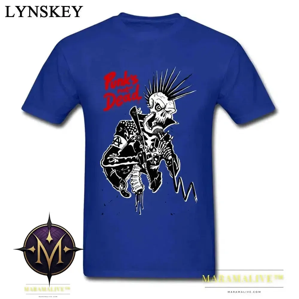 Winter Punks Not Dead Men Stylish Black T-shirts For Sale Plus Size Slim Fit Short Sleeve Tops & Tees Skull Hipster