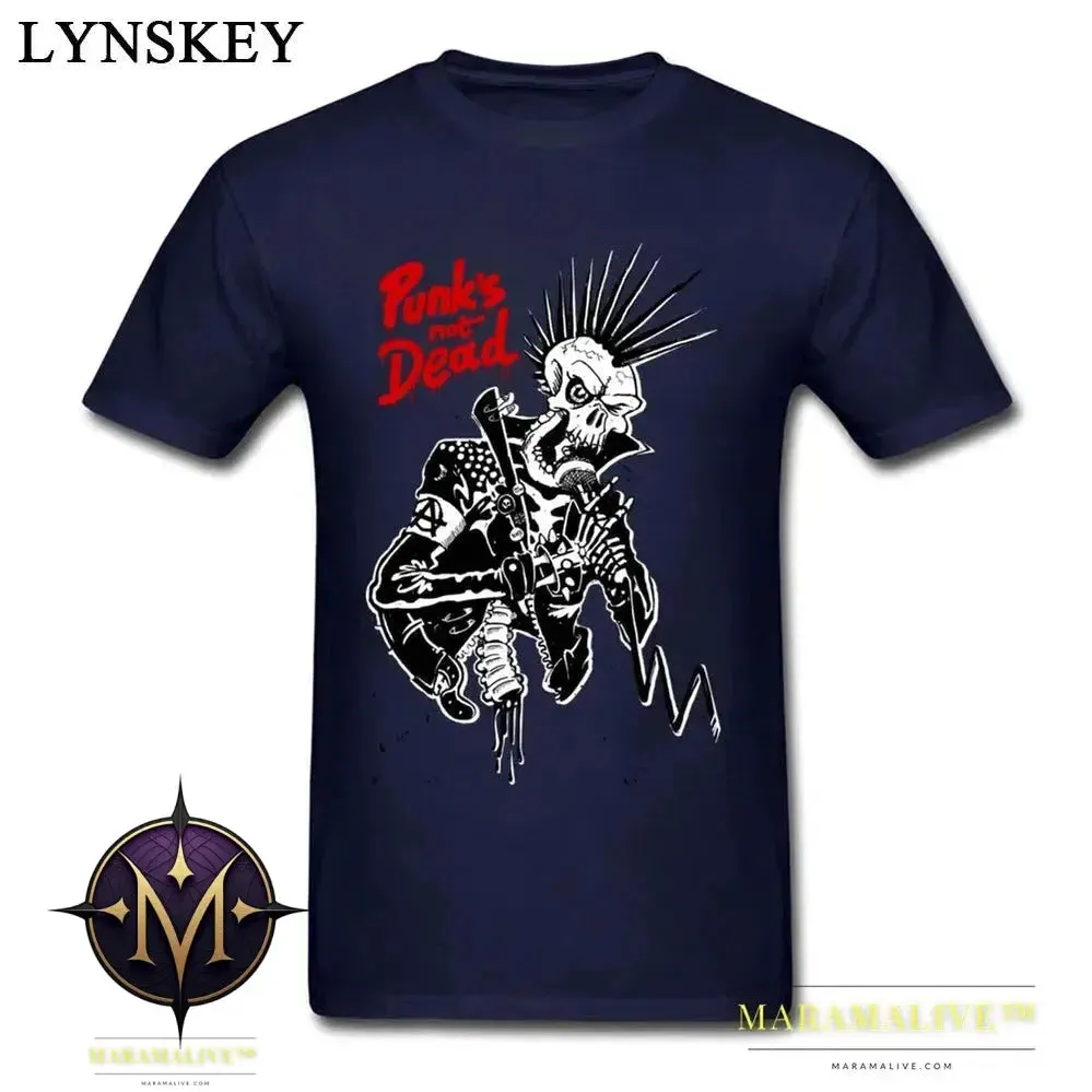 Winter Punks Not Dead Men Stylish Black T-shirts For Sale Plus Size Slim Fit Short Sleeve Tops & Tees Skull Hipster