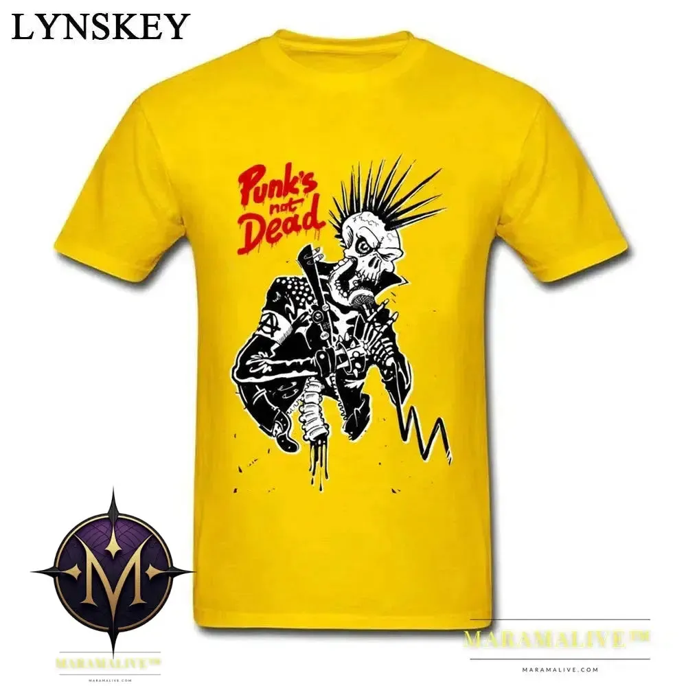 Winter Punks Not Dead Men Stylish Black T-shirts For Sale Plus Size Slim Fit Short Sleeve Tops & Tees Skull Hipster