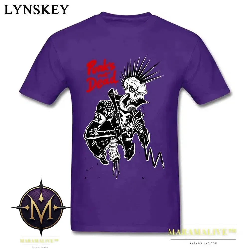 Winter Punks Not Dead Men Stylish Black T-shirts For Sale Plus Size Slim Fit Short Sleeve Tops & Tees Skull Hipster