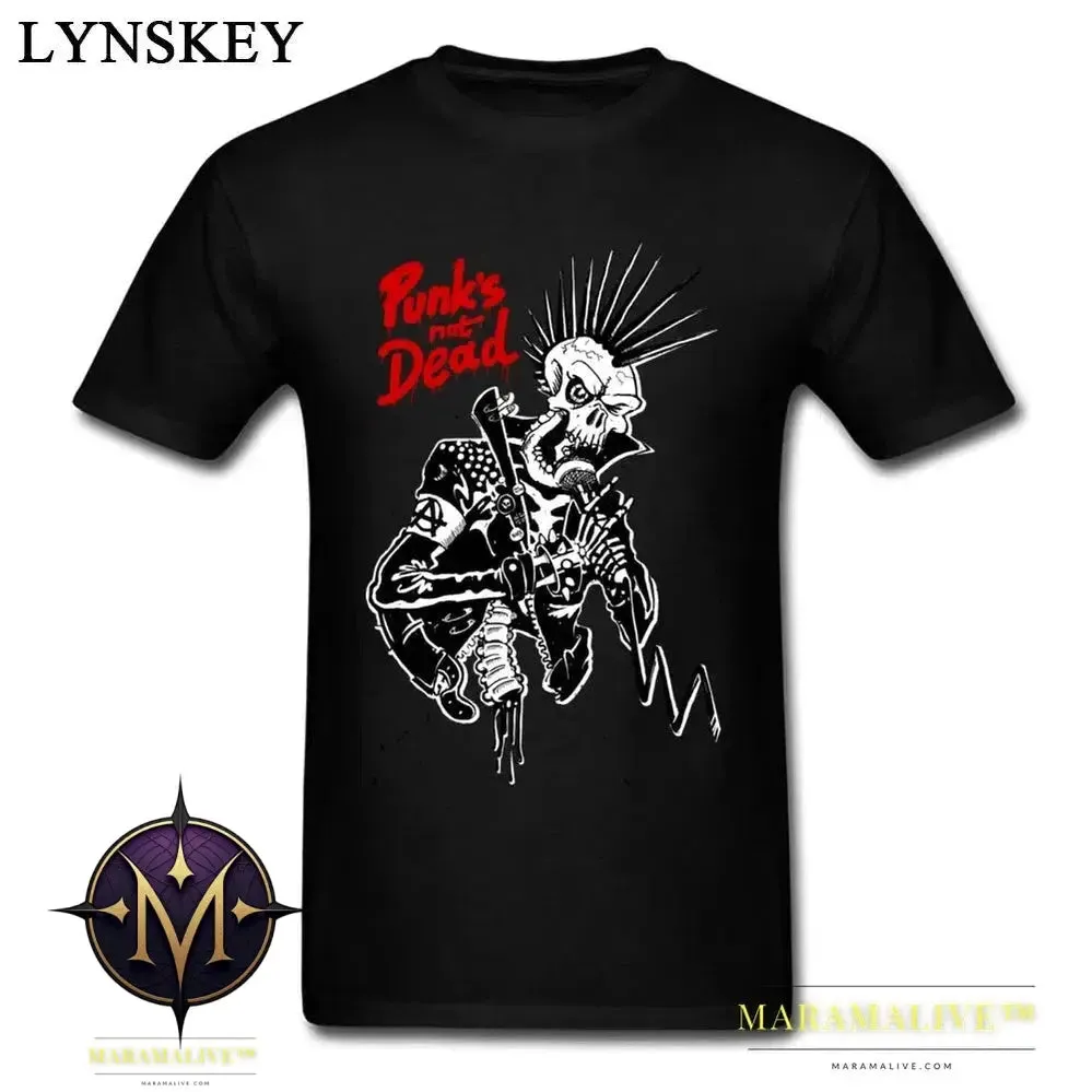 Winter Punks Not Dead Men Stylish Black T-shirts For Sale Plus Size Slim Fit Short Sleeve Tops & Tees Skull Hipster