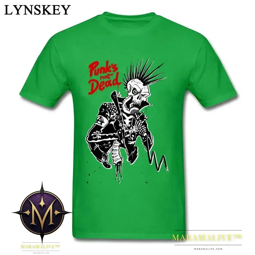 Winter Punks Not Dead Men Stylish Black T-shirts For Sale Plus Size Slim Fit Short Sleeve Tops & Tees Skull Hipster