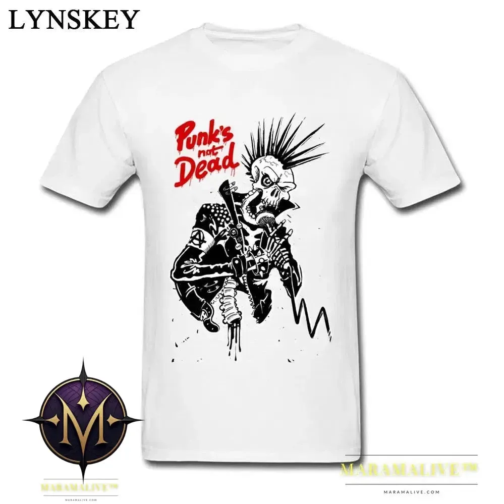 Winter Punks Not Dead Men Stylish Black T-shirts For Sale Plus Size Slim Fit Short Sleeve Tops & Tees Skull Hipster