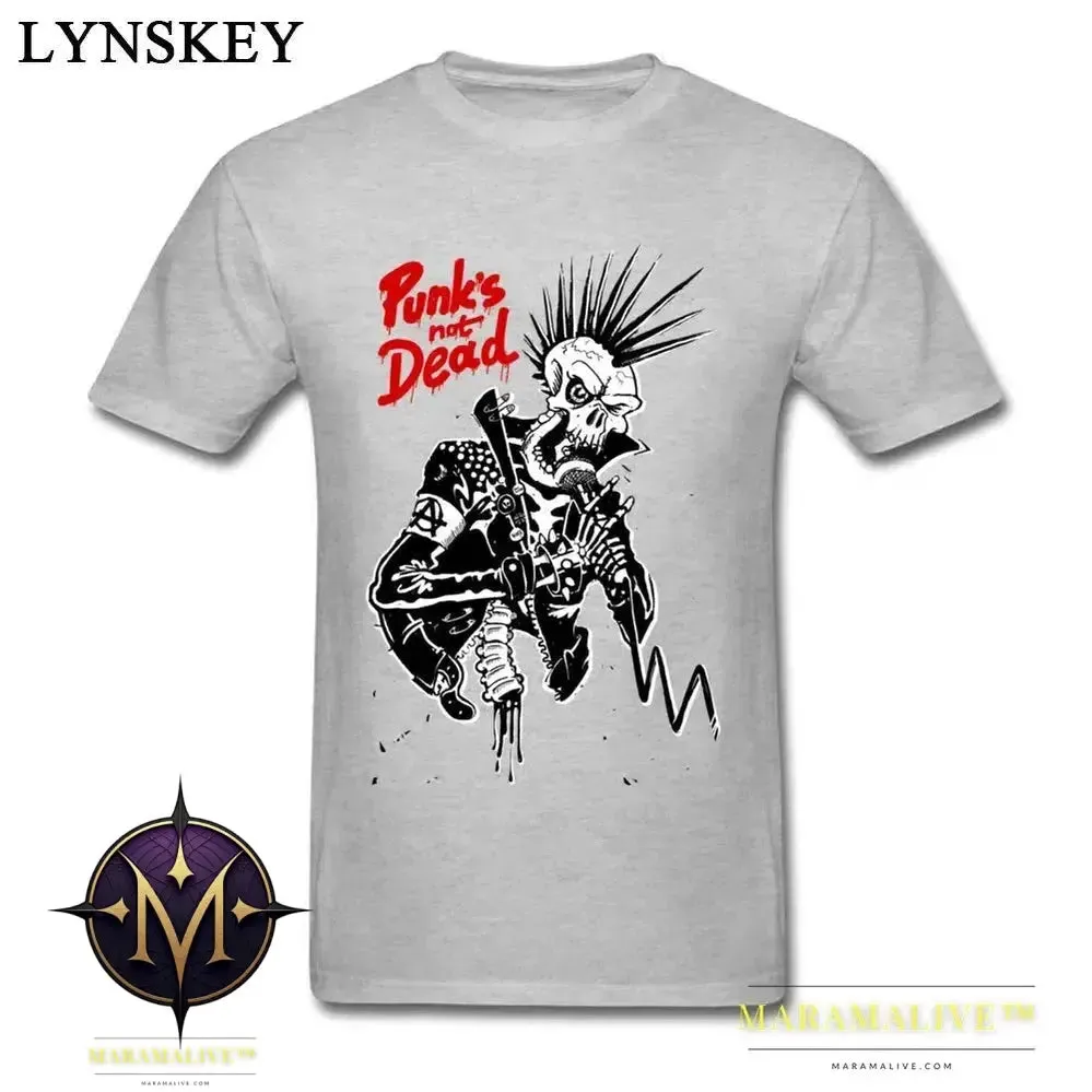 Winter Punks Not Dead Men Stylish Black T-shirts For Sale Plus Size Slim Fit Short Sleeve Tops & Tees Skull Hipster