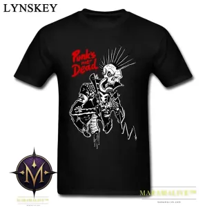 Winter Punks Not Dead Men Stylish Black T-shirts For Sale Plus Size Slim Fit Short Sleeve Tops & Tees Skull Hipster