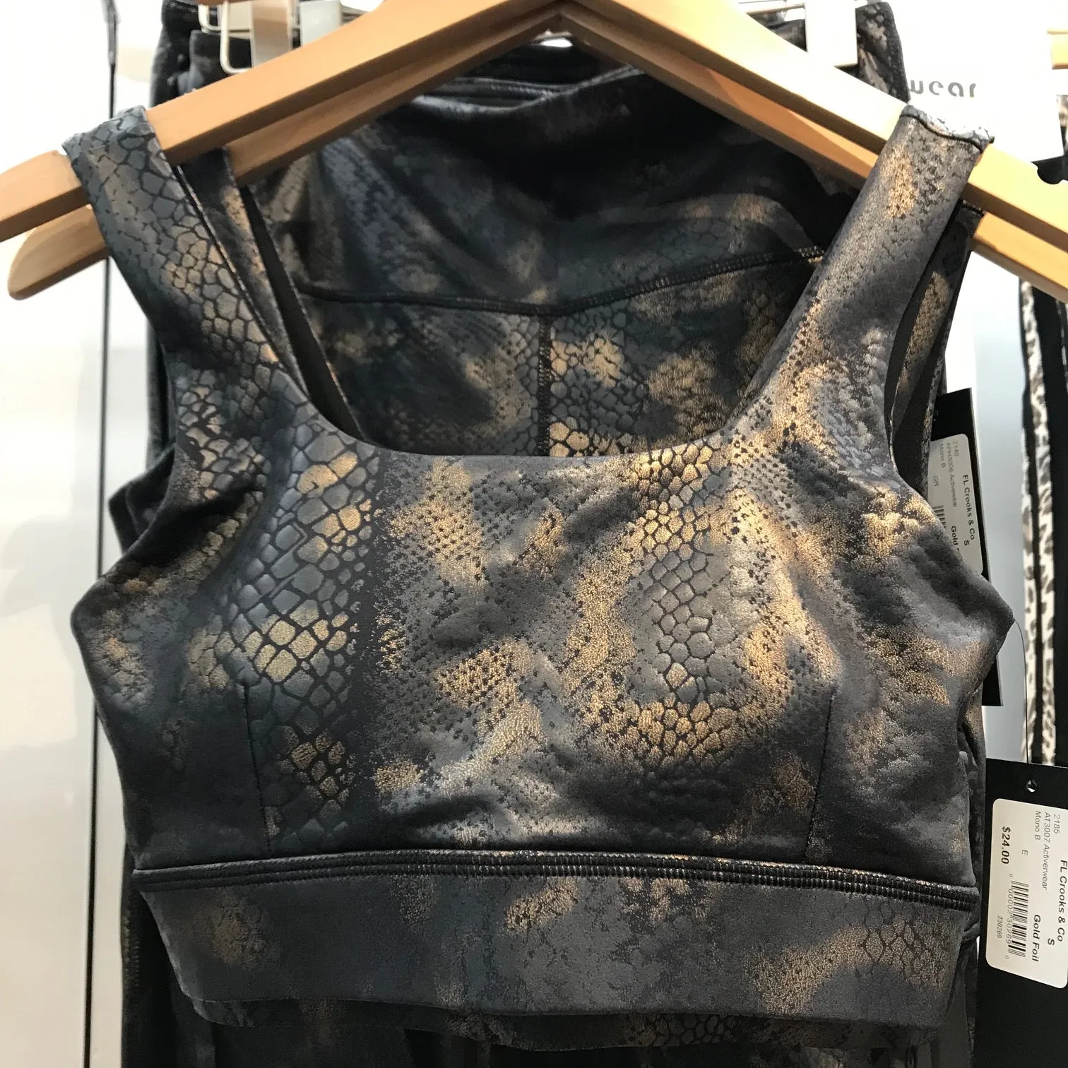 Women's Mono B | Gold Foil Sports Bra | Black