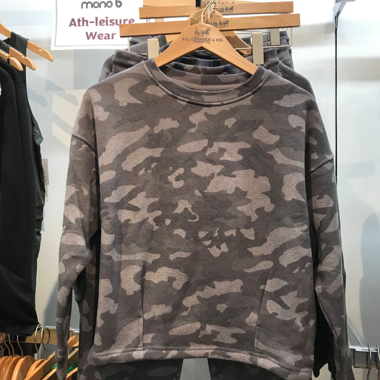 Women's Mono B | Grey Camo Pullover Sweatshirt | Camo Print
