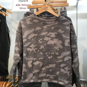 Women's Mono B | Grey Camo Pullover Sweatshirt | Camo Print