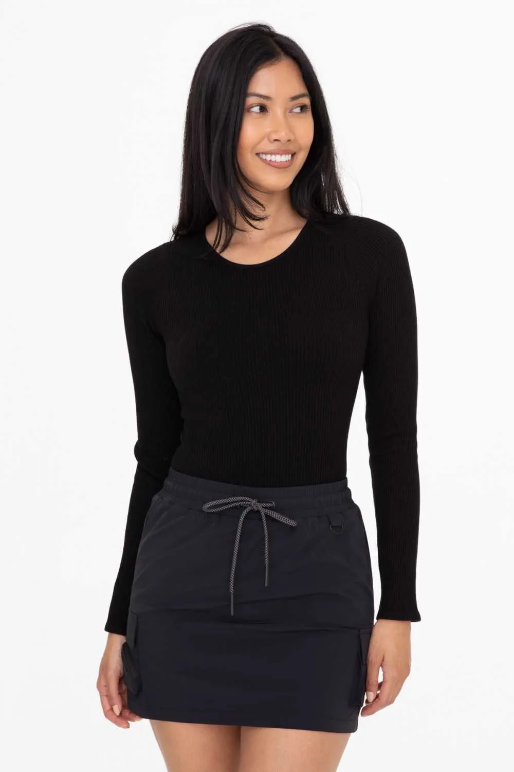 Women's Mono B | Ribbed Seamless Long Sleeve Body Suit | Black