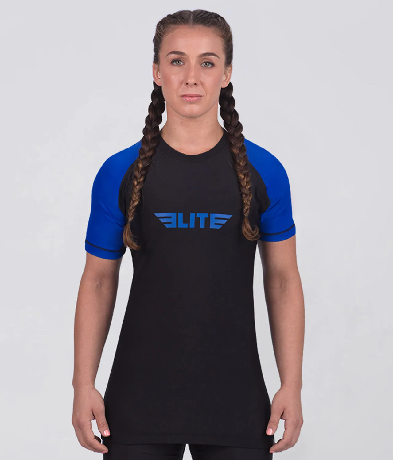 Women's Standard Blue Short Sleeve MMA Rash Guard