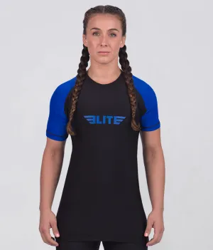 Women's Standard Blue Short Sleeve MMA Rash Guard