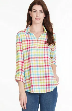 Woven Plaid Button Down Shirt