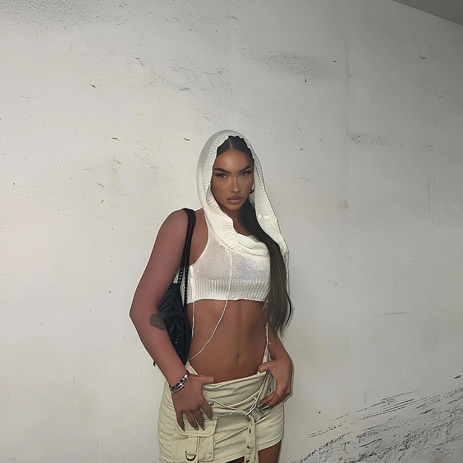 Y2K Knit Hooded Tank Top – Trendy & Edgy Summer Staple