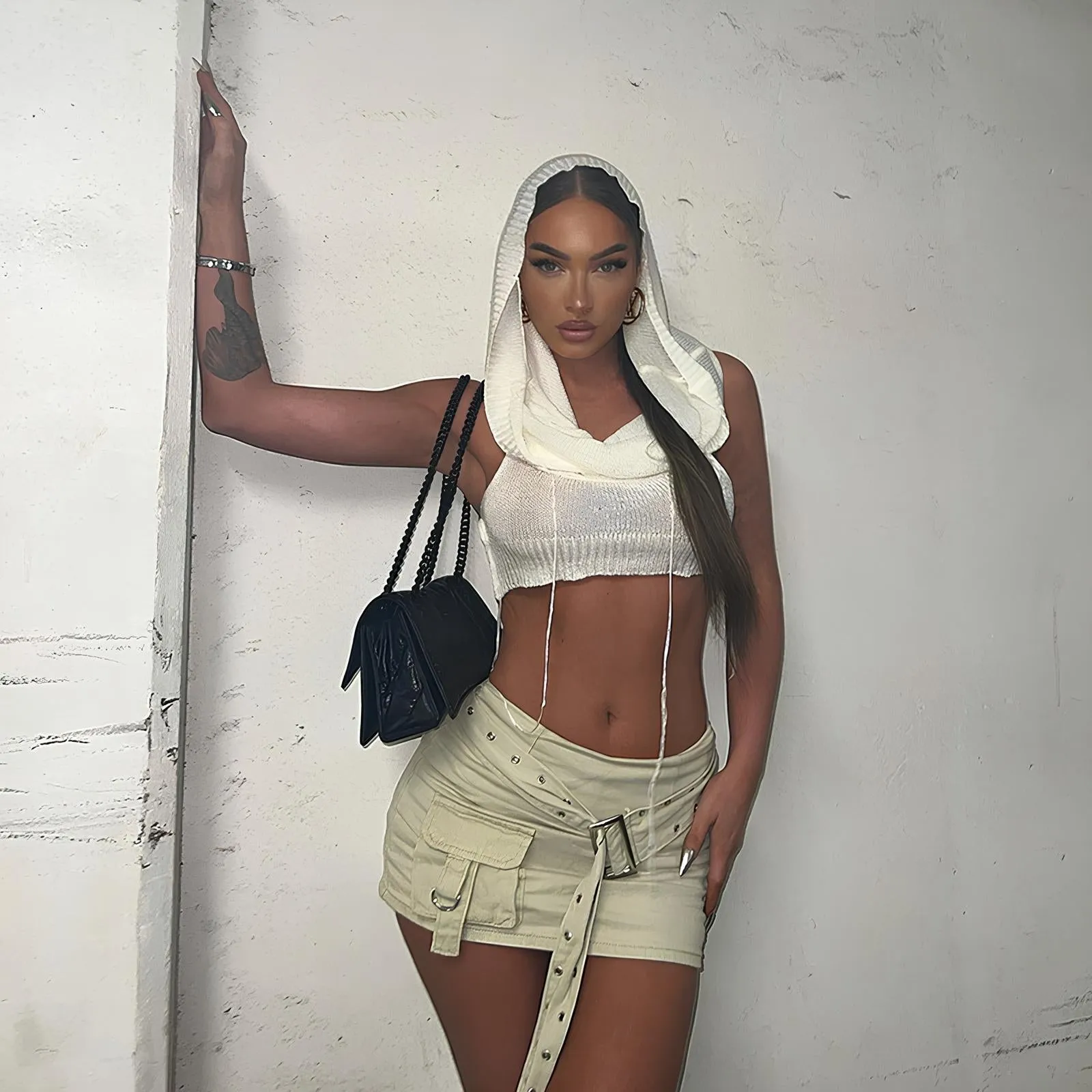 Y2K Knit Hooded Tank Top – Trendy & Edgy Summer Staple